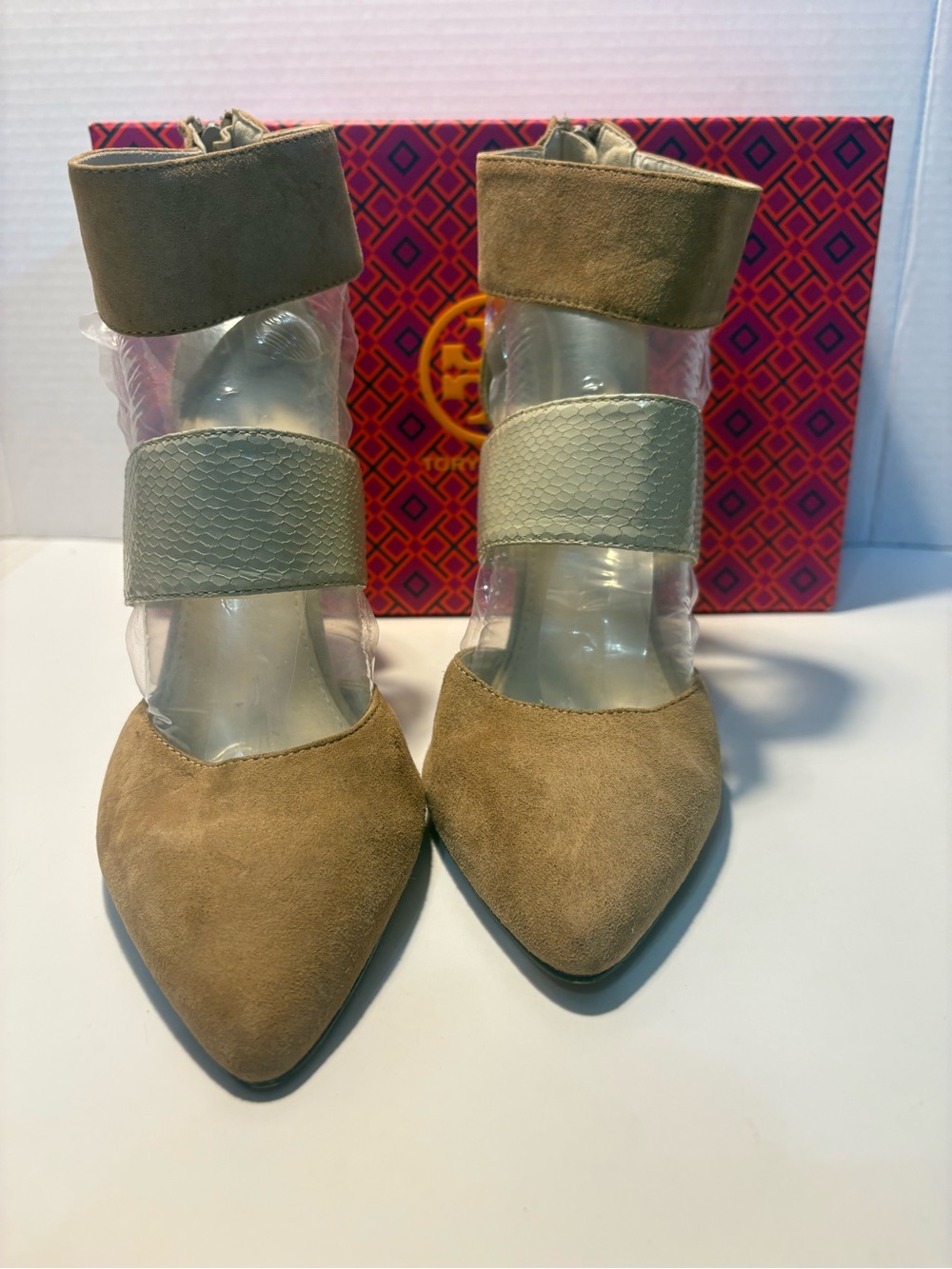 ALDO Taupe Pointed-Toe Suede Ankle-Strap Heels